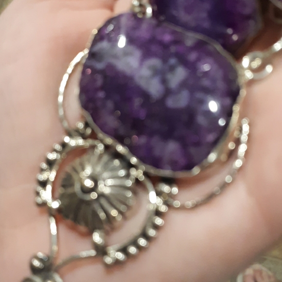 New Purple Solar Quartz 925 Silver Necklace. - Picture 6 of 8